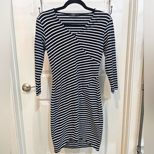 Black and white body con medium dress